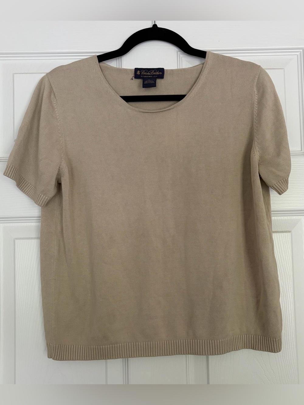 Brooks Brothers Tan Crewneck Short-Sleeve Knit